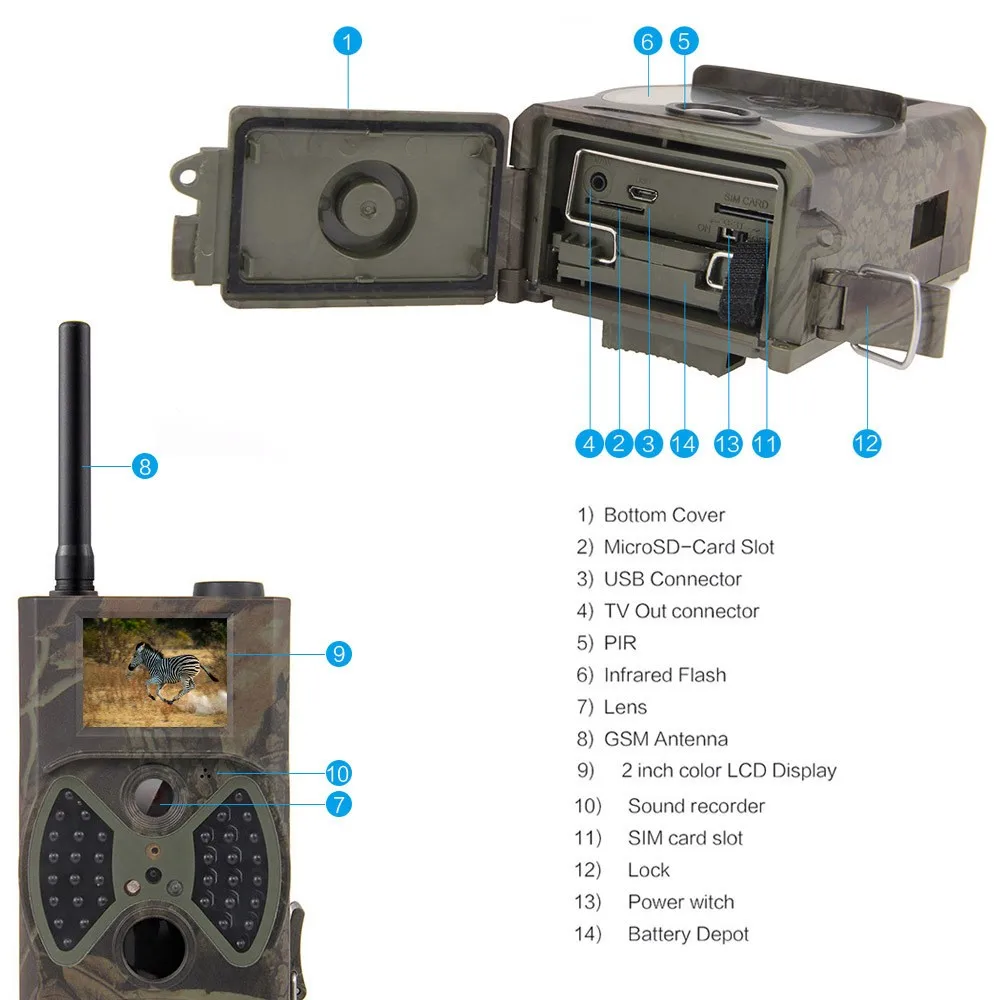lack led lights night vision 12mp wildlife hunting trail camera 1
