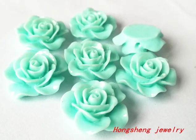 

20mm 100pcs/lot mint color resin rose flower (back perforation) for chunky beads necklace jewelry making