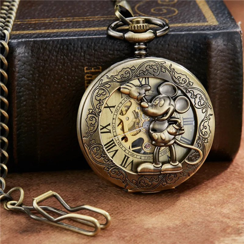 Bronze Romano Dial Mehanical Relógio FOB Cadeia