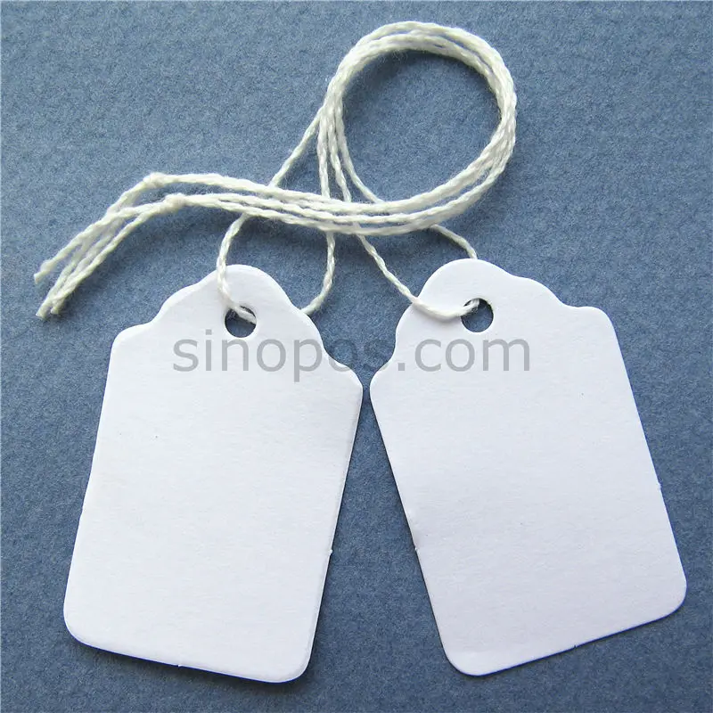 24x38mm Pre-strung Blank Merchandise paper Tags, Garment Price Tags, String  Gift hang tag, Arch topping Packaging Label hangtags