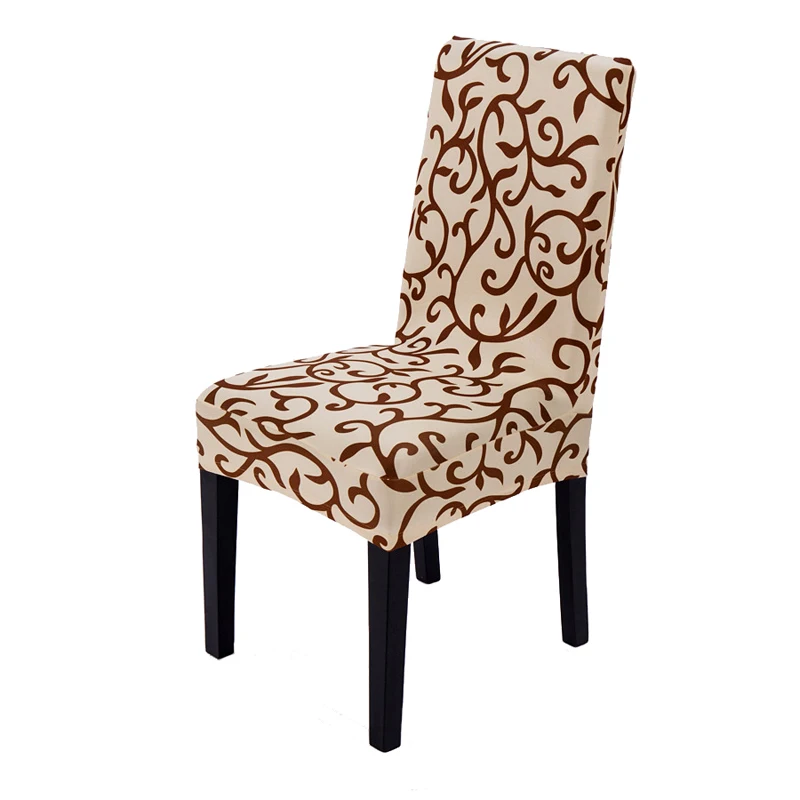 Минималистичные универсальные чехлы для стульев с цветочным рисунком из спандекса, Эластичный современный чехол для обеденного стула со спинкой, растягивающийся съемный чехол для сиденья - Цвет: 17