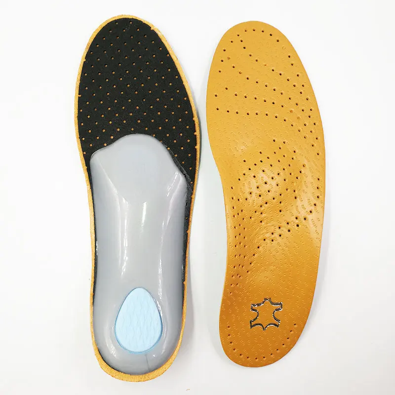 High quality Leather orthotics Insole for Flat Foot Arch Support orthopedic pad Silicone Gel Insoles for men and women shoes