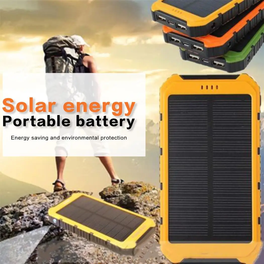 

15000mAh Solar Power Bank Solar Charger External battery Charger Waterproof Solar Powerbank for Smartphone with LED Light