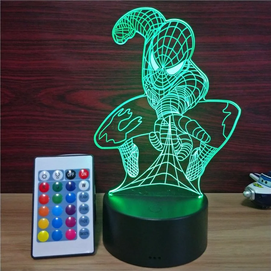 

Spider man 3D Illusion Led Table Lamp 7 Color Decoration Night Light USB touch switch remote dimmable LED nightlight Boys Gifts