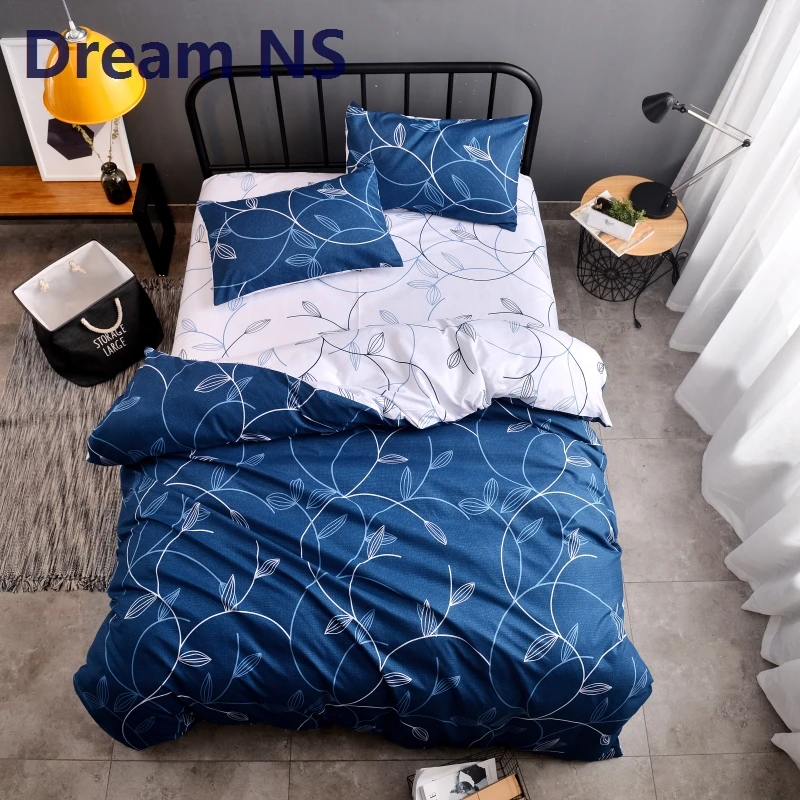 Dream Ns Floral Bedding Set Leaf Printed Duvet Cover Navy Blue