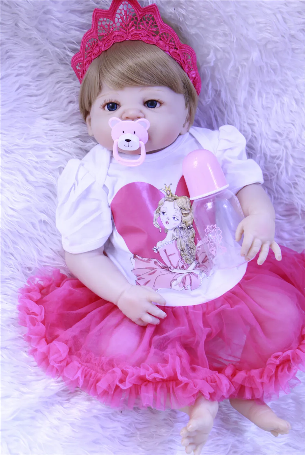 Bebe girl reborn 22 дюйма полностью силиконовые куклы для новорожденных парик из светлых