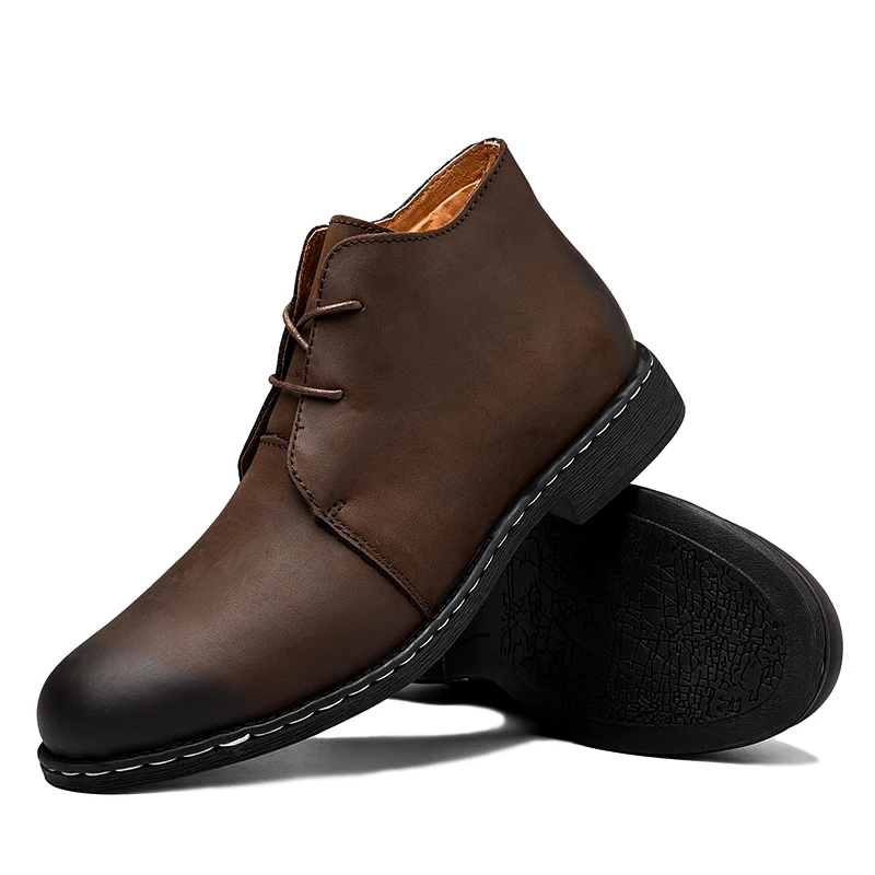 Mode Suède Cuir marron Cheville High Taille Bottes Ramialali De 47 Main En Vache Up Dentelle Grande 39 2018 Top Chaussures Noir Hommes R53jL4Aq