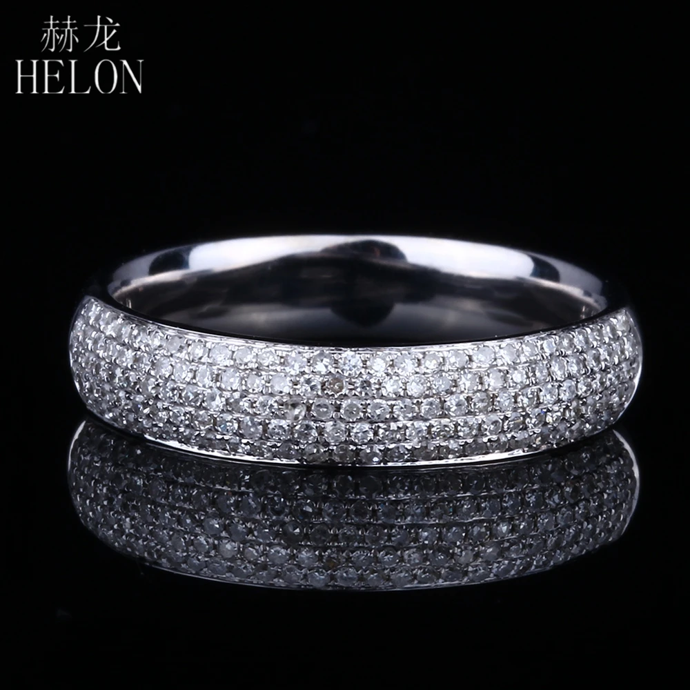 

HELON Solid 14K White Gold Generous Brilliant 0.39ct Natural Diamonds Wedding Women's Anniversary Band Engagement Jewelry Ring