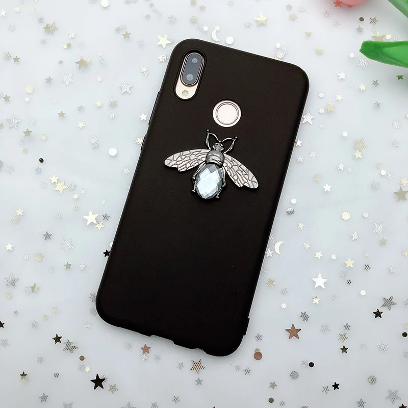 3D пчелы Карамельный цвет мягкий TPU чехол для huawei Коврики 10 20 P20 P30 P10 Y6 Y5 Y9 Prime Honor 10 9 Lite 7C 7A Pro 8X 8C P Smart - Цвет: Black Bee