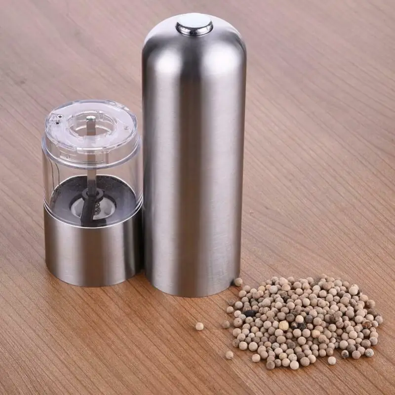 

Pepper Grinder Stainless Steel Electric Pepper Mill Spice Grinder Ceramic Rotor Salt Mill Pepper Mill Shaker Dual Mill Spice Jar