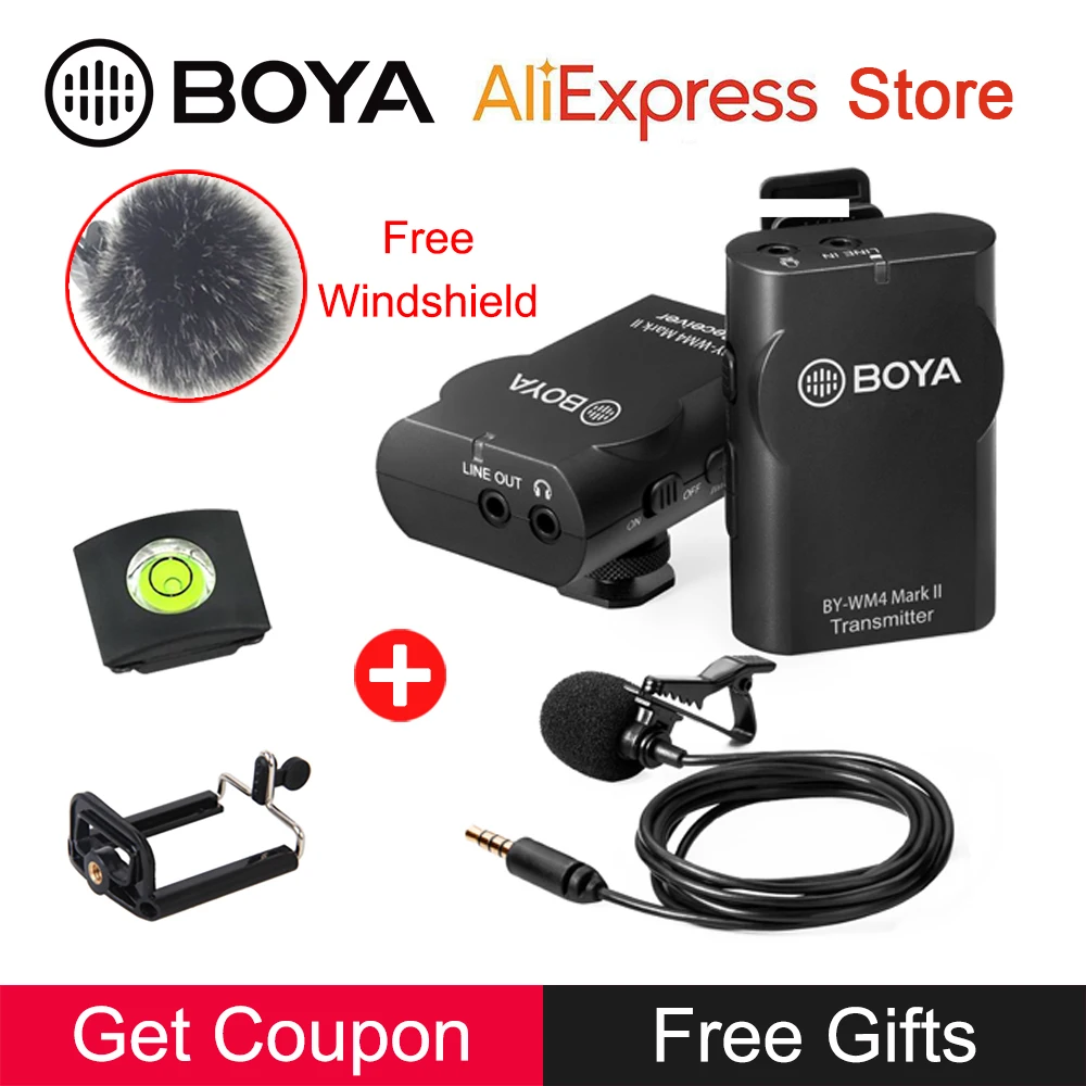 

BOYA BY-WM4 Mark II Phone Wireless Microphone System for iPhone Android Smartphone DSLR Camera Camcorder PC Live Streaming Vlog