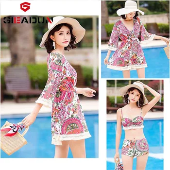 

women bikini wave leaf lotus swimsuit Bikini