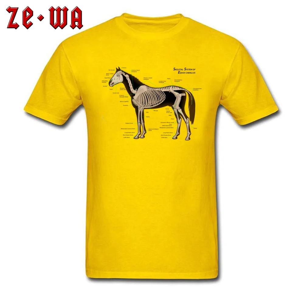 Casual Horse Anatomy Top T-shirts Brand Summer Short Sleeve Crewneck Tops Shirt Cotton Fabric Men Normal Tee Shirts Horse Anatomy yellow
