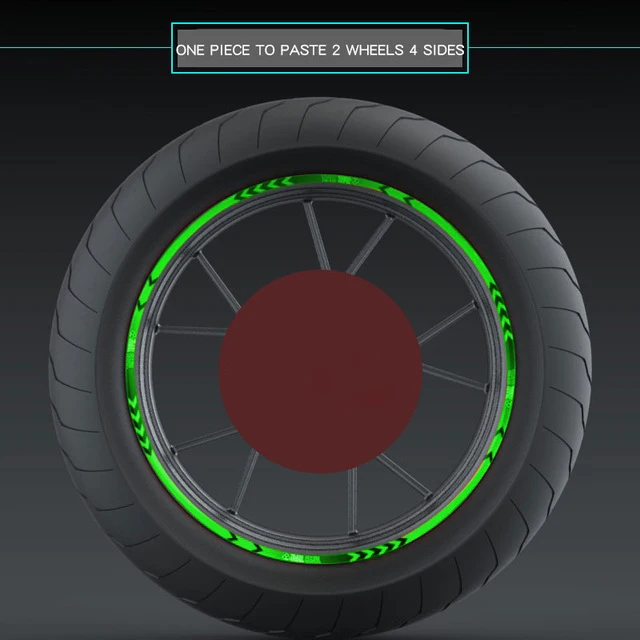 1" 17" полосы мотоцикл колеса автомобиля Шины наклейки светоотражающий обод клейкие ленты Мотоцикл Авто наклейки для крест езда мотокросса - Цвет: green 14 inches