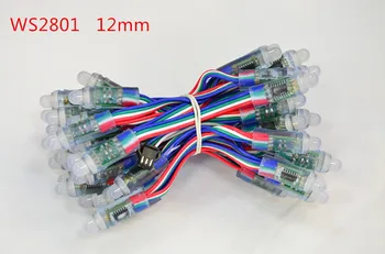 

50pcs DC5V Outdoor Waterproof IP68 12mm LED Pixel Module RGB Full Colors LED Lighting Pixel with WS2801 IC LED Advertising Pixel