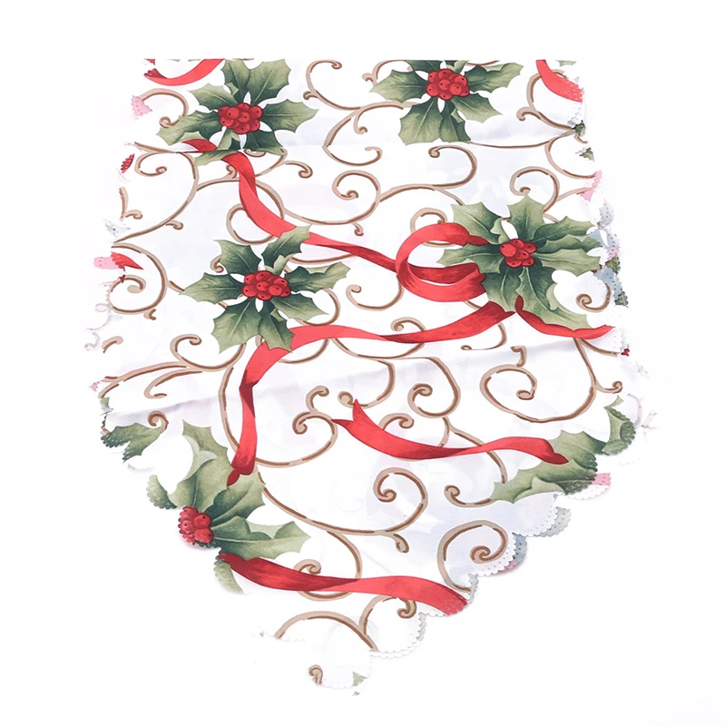 New Hot Christmas Print Table Runner Placemats Tablecloth Mat Santa Snowflakes Festive Wedding Xmas Party Banquet Decor - Цвет: 01