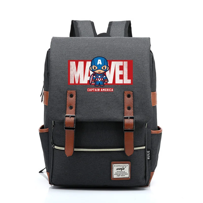 Холщовый женский и мужской рюкзак Мститель, Марвел, Капитан Америка, Человек-паук, для мальчиков и девочек, школьная сумка, сумки для подростков - Цвет: 6