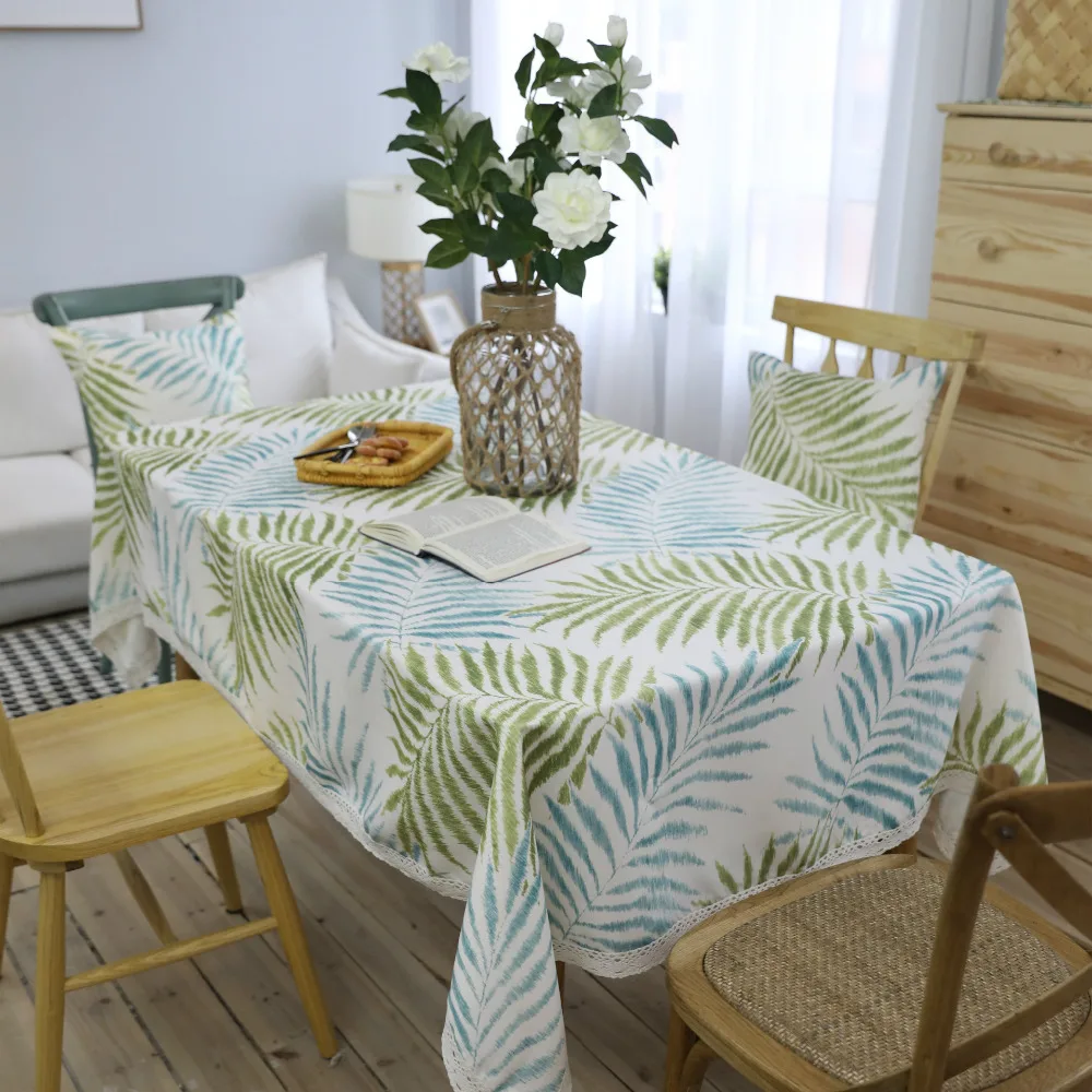 Buy Green Blue Tree Leaves Table Cloth Mediterranean