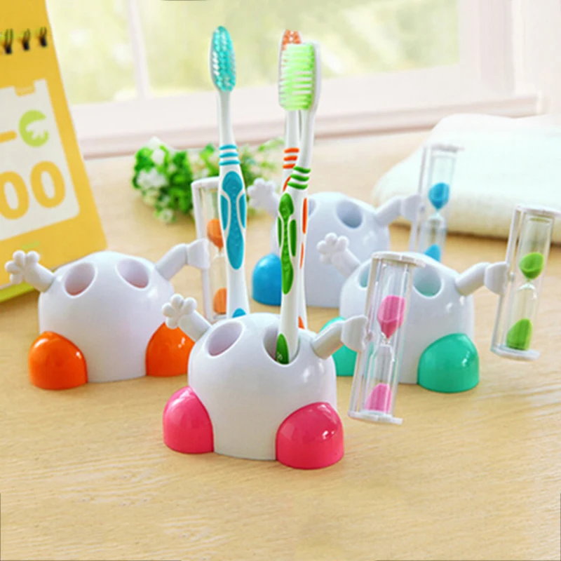 

2016 Mini plastic children brushing hourglass ornaments holder toothbrush three minutes countdown timer bathroom accessories