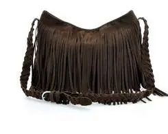 Горячая Распродажа, замшевые сумки через плечо с бахромой, женская модная сумка, 4 цвета, женские сумки-мессенджеры, Q57 - Цвет: dark brown