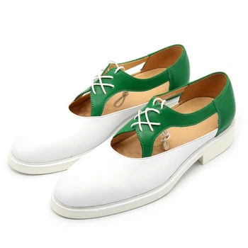 

Mixcolor Cow leather Cut out Dress Shoes Lace High Quality Fashion Man Sandals