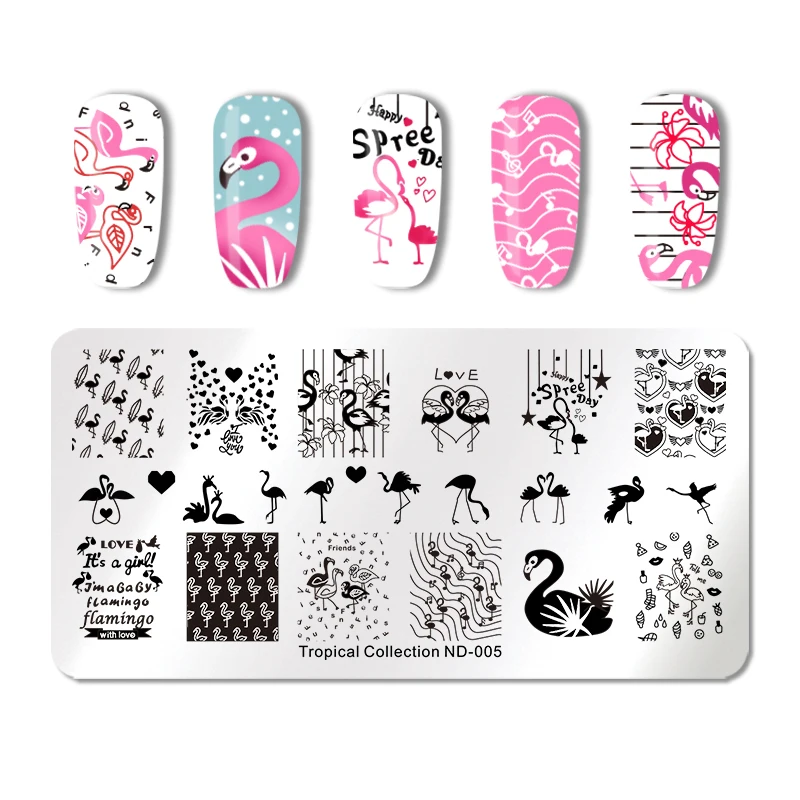 

NICOLE DIARY Stamping Plate Geometry Flower Heart Image Nail Art Stamping Template for Stamping Polish