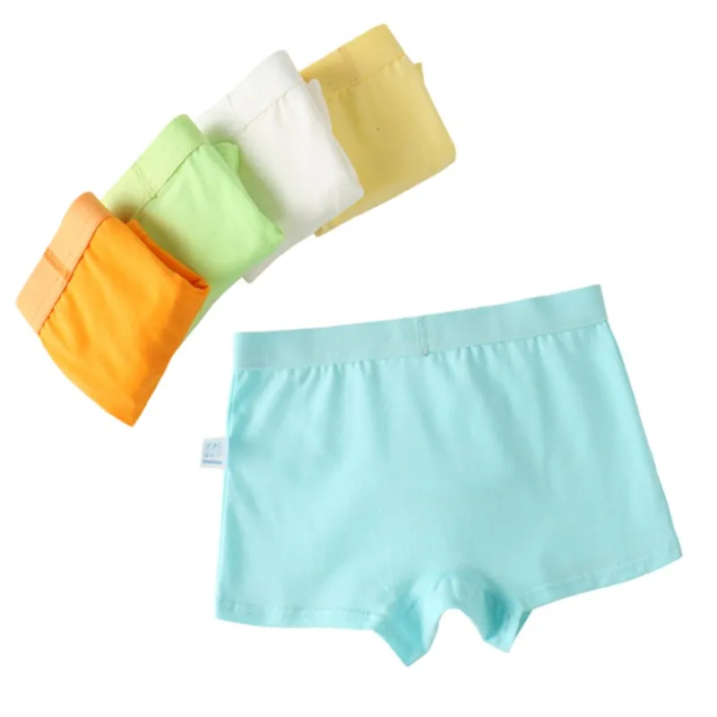 

4 Pcs/Lot Organic Cotton Kids Boys Boxer Babys Shorts Panties Pure Color Children's Teenager Underwear Boys Underwear 3-12 Year