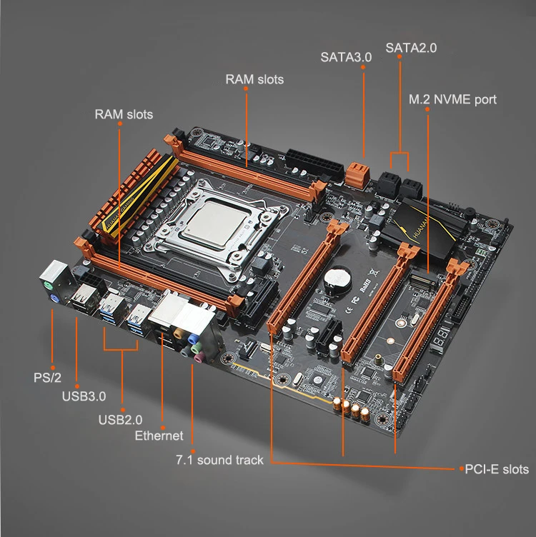 Новая игровая материнская плата huanan Zhi deluxe X79 с M.2 слотом cpu Xeon E5 2660 V2 с кулером ram 64G(4*16G) видеокарта RX460 4GD5
