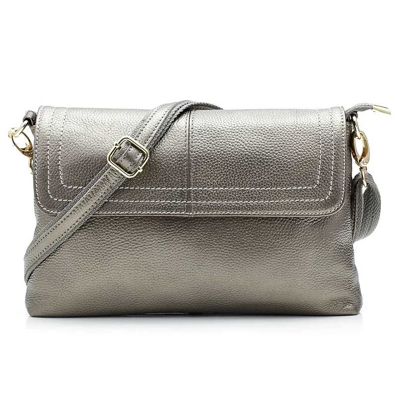 silver leather women shoulder bag vintage female handbag bag leather