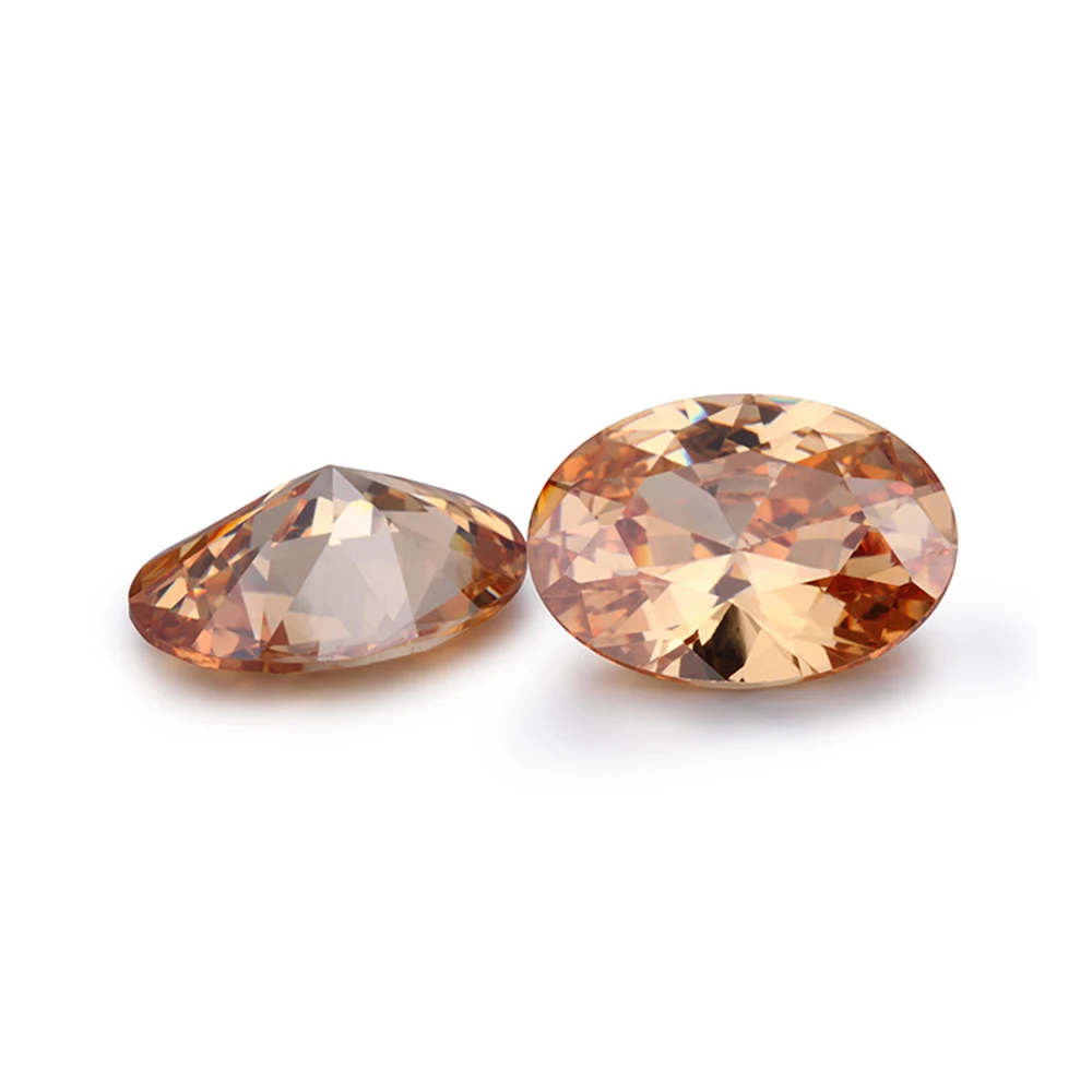 

Oval Cut Diamond CZ Gemstone Cubic Zirconia Champagne Stone