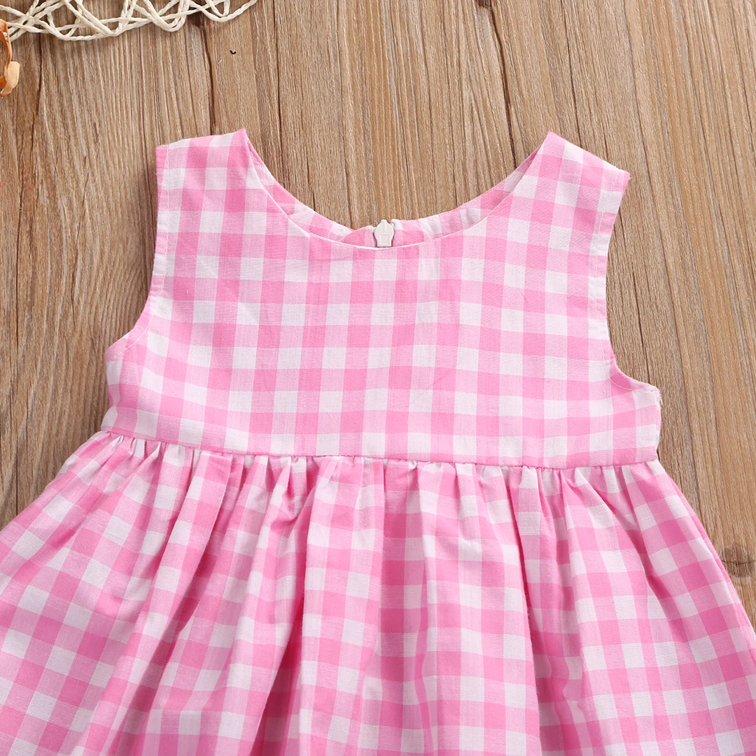 Детская одежда принцессы для маленьких девочек летнее розовое Повседневное платье для новорожденных девочек платья без рукавов для младенцев топы для детей от 0 до 24 месяцев