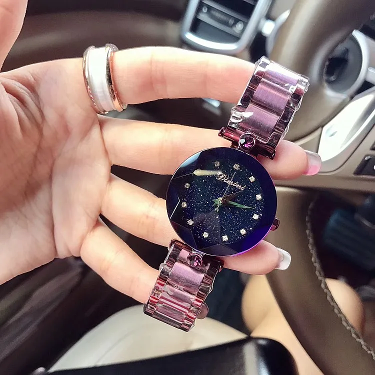Высокое качество роскошные женские часы с кристаллами женские мужские нарядные часы. Модные часы из розового золота женские наручные часы из нержавеющей стали - Цвет: purple