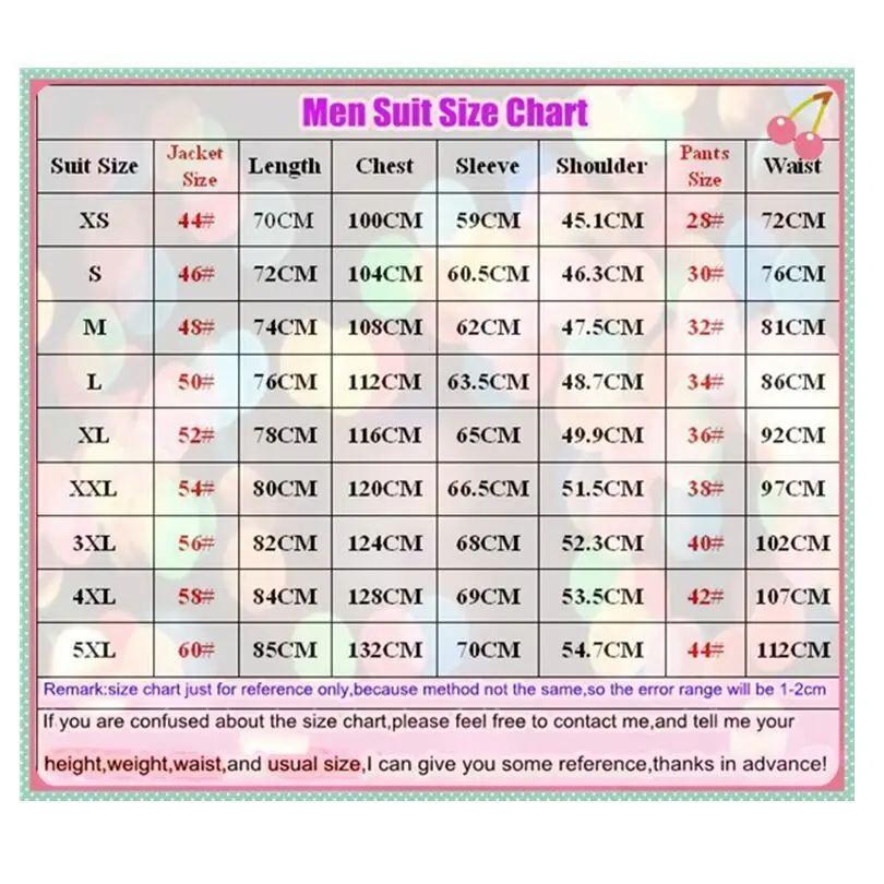 slim fit suit jacket size chart