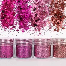 4 10 мл блестящие розово-Красного цвета для ногтей нюдовой коллекции блеск порошок для искусства ногтя УФ смолы ювелирные изделия пудра с эффектом блеска DIY изготовления поделок ювелирных изделий