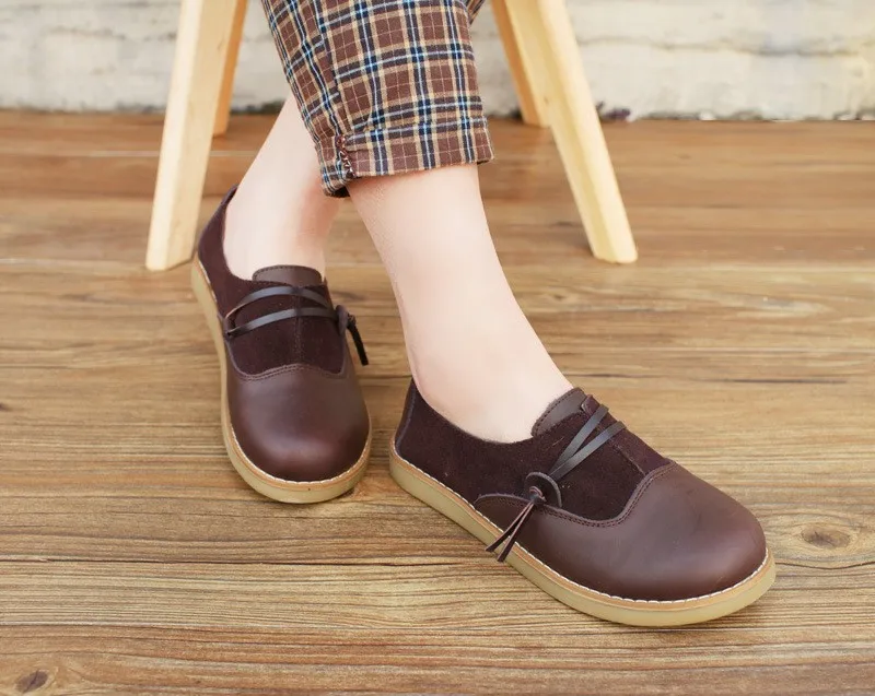 Movland-, новые милые туфли в стиле Mori girl обувь с большим носком в стиле ретро Обувь ручной работы красивая женская обувь на плоской подошве цвета хаки и кофе