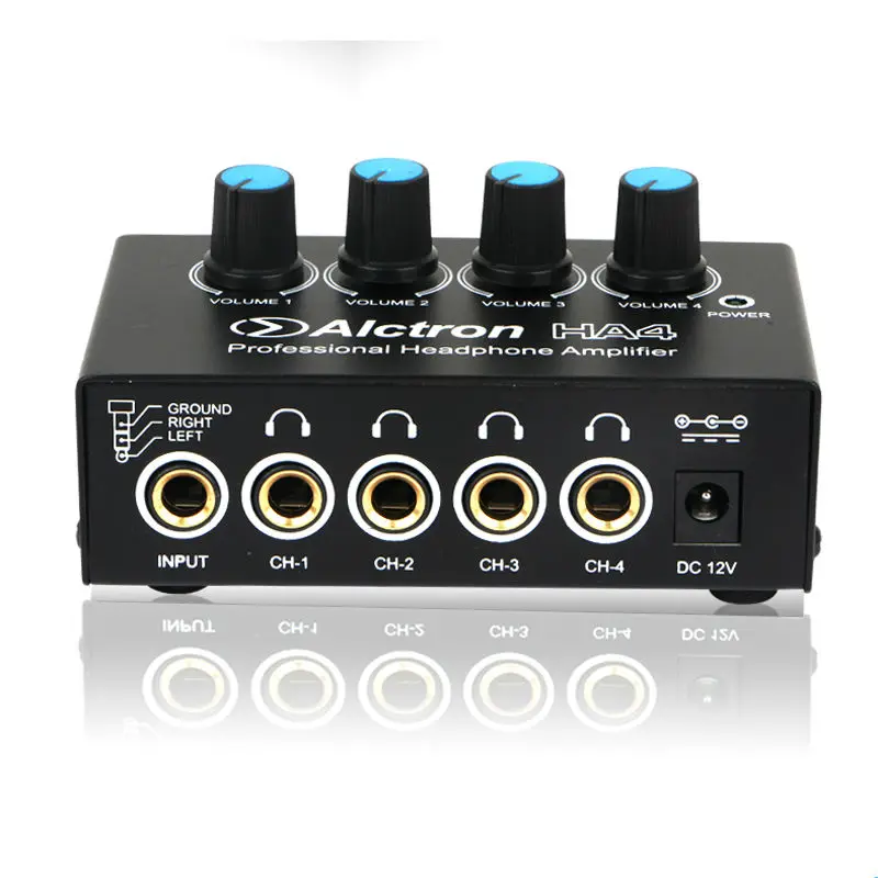 Alctron HA4 NEW Professional Monitoring Headphone Amplifier Compact 4 Channel Headphone Amp