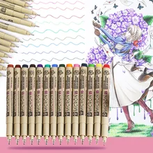 Цветной Вкладыш ручка Водонепроницаемый разглаживает мелкие вкладыш ручка Pigma micron 0,5 мм рисунок маркер рисовать лайнеры маркеры для художников ручки