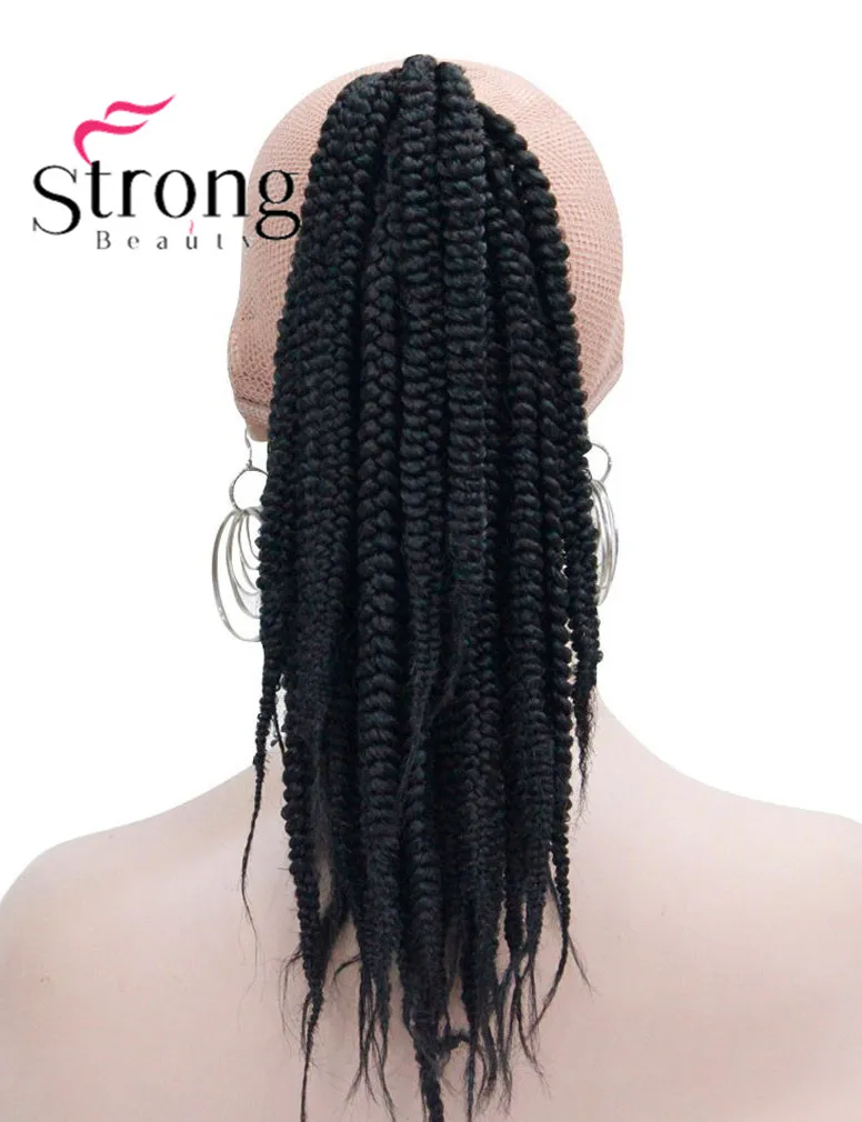 Long Afro Kinky Curly Crochet Twists Braids Ponytail Hair Extension Synthetic HairPiece with Jaw Claw Clip (Black) (1)