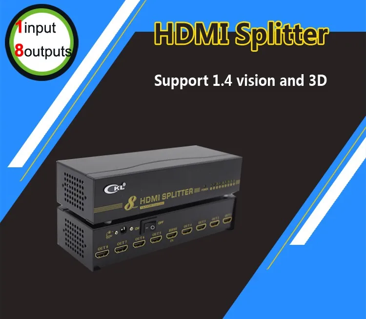 Ckl 8 Порты и разъёмы HDMI Splitter 1x8 HDMI дистрибьютор Дубликатор Поддержка 1.4 В 3D 1080 P для ПК Мониторы HDTV XBOX PS3 PS4 металла hd-98