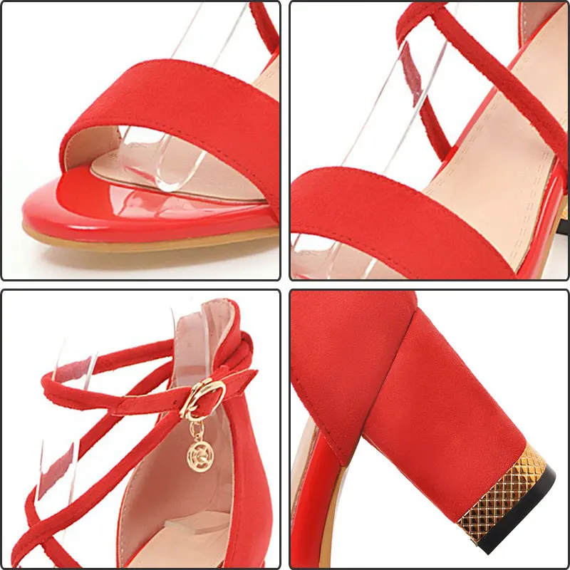Fanyuan/Модная женская обувь с перекрестными ремешками в итальянском стиле; Летние босоножки; выразительные однотонные элегантные женские босоножки на высоком толстом каблуке для свадебной вечеринки