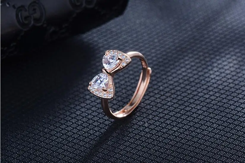 Anenjery, роскошное классическое обручальное кольцо, 925 пробы, серебро, AAA, CZ, циркон, бант, кольца для женщин, anillos, изменяемый размер, S-R179