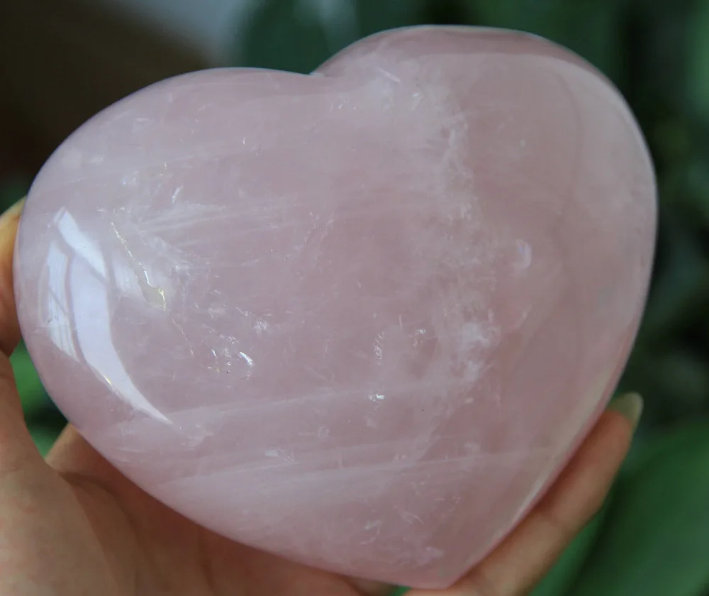 

huij 00758 NATURAL PRETTY ROSE QUARTZ CRYSTAL HEART HEALING Bronze Statue