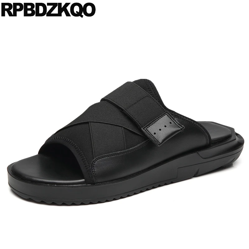 

waterproof elastic beach slippers designer mesh black platform flat famous brand slides mens sandals 2019 summer outdoor shoes