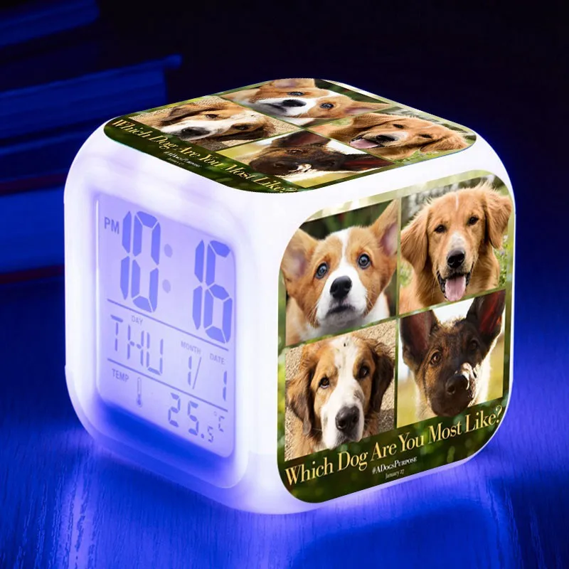 Movie A Dog's Purpose LED Alarm Clock thermometer Watch Kids electronic