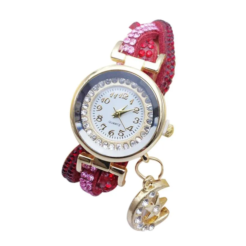 

Moment # L04 reloj mujer 2018 Full Color Winding Belt Moon dress Pendant Ladies Watch watch men relogio feminino Drop Shipping