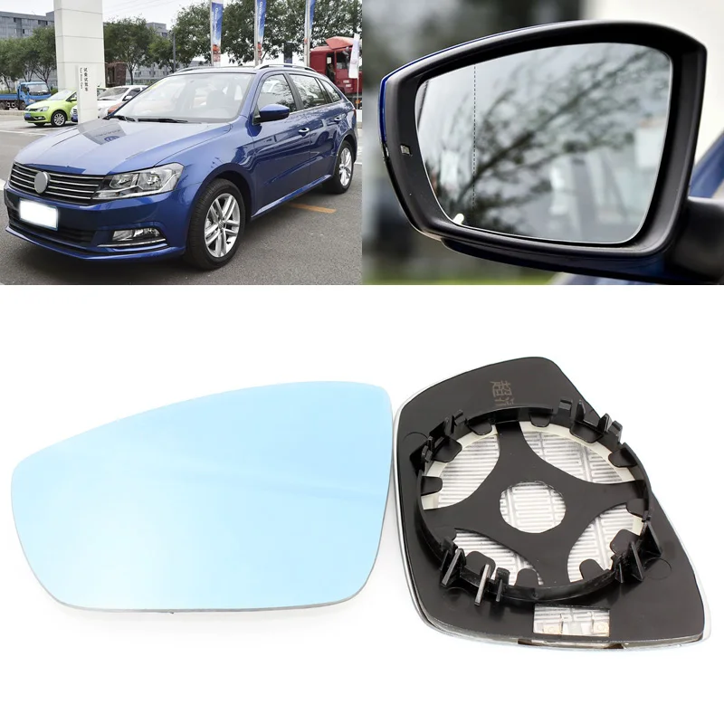 Зеркало бокового вида для Volkswagen POLO 2007 2016 синее стекло с подогревом основания 1