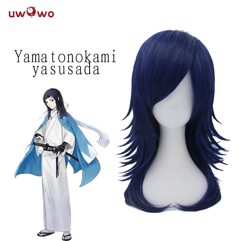 UWOWO Yamatonokami парик бренда yasusada Touken Ranbu онлайн волосы 55 см синий термостойкие синтетический косплэй парик Touken Ranbu