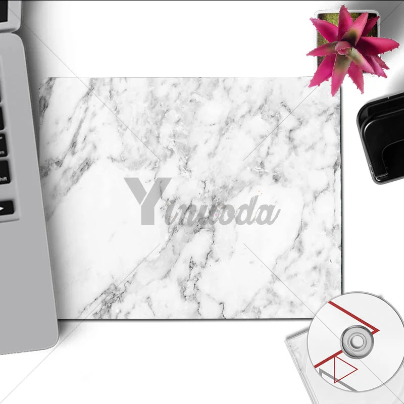 Yinuoda коврик для мыши с изображением белого мраморного камня, игровой размер для 180x220x2 мм и 250x290x2 мм, маленький коврик для мыши - Цвет: No Lock Edge18x22cm