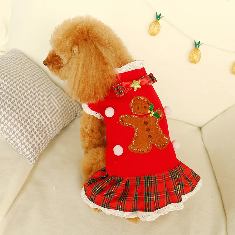 PETCIRCLE одежда для любимца Мишка Бишон Померанский маленькая собака платье с изображением щенков собака милый пряник клетчатая юбка