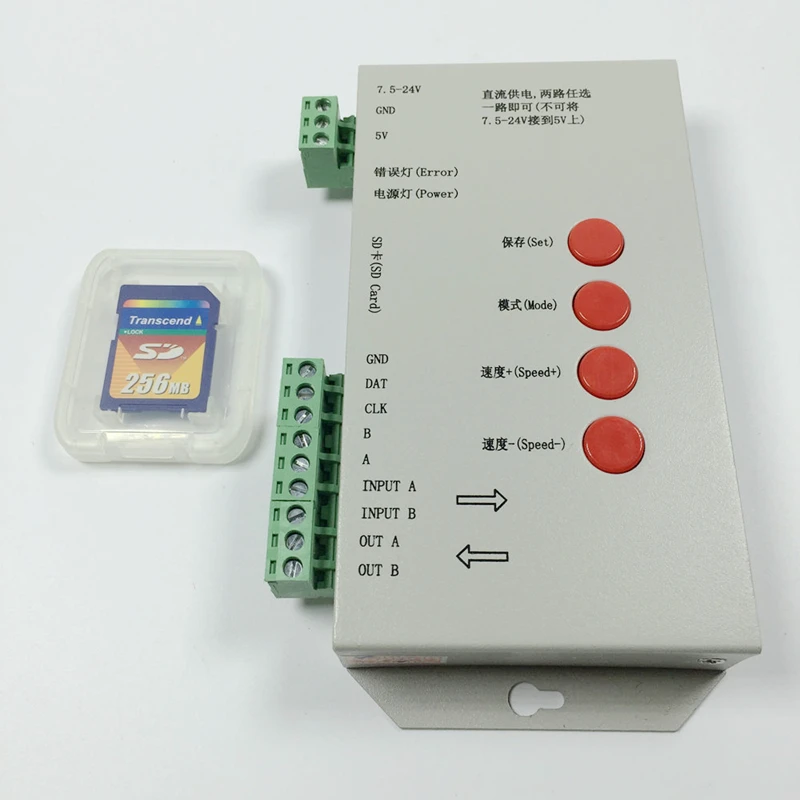 ФОТО T1000S SD Card WS2801 WS2811 WS2812B LPD6803 LED Pixel Module Controller DC5~24V T-1000S Full Color RGB Modules Controller